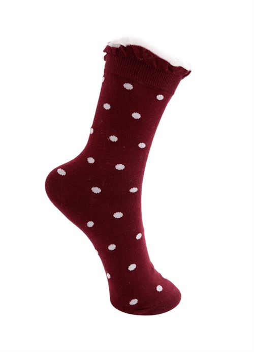BLACK COLOUR STRØMPER, BCLUMINA SOCK, WINE W. DOTS