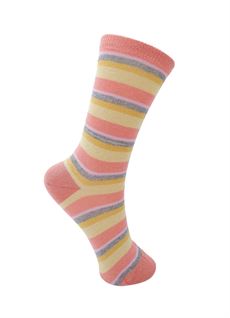 BLACK COLOUR STRØMPER, BCBRANDI STRIPED SOCK, CORAL