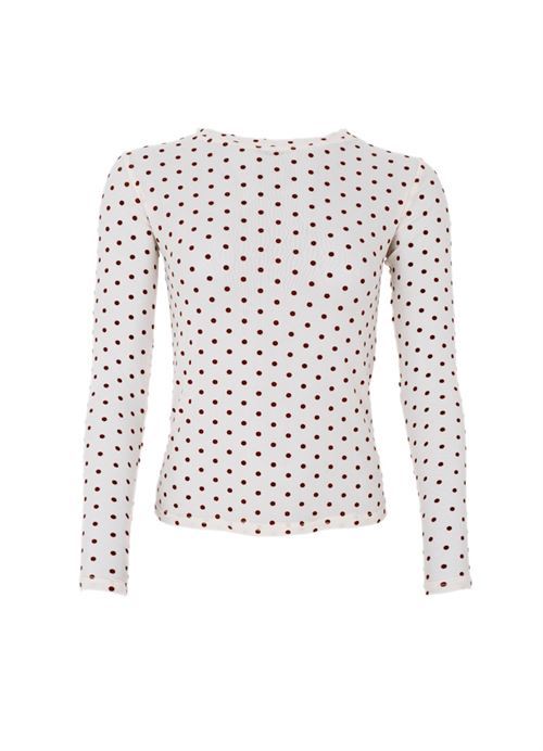 BLACK COLOUR MESH BLUSE, BCJENNIE DOTTED MESH BLOUSE, CREAM