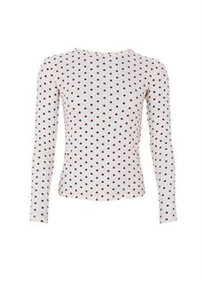 BLACK COLOUR MESH BLUSE, BCJENNIE DOTTED MESH BLOUSE, CREAM