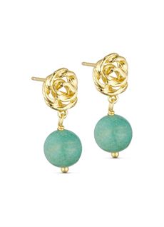 PURE BY NAT ØRERINGE, LUCCA EARRINGS, AQUA, GULDBELAGT