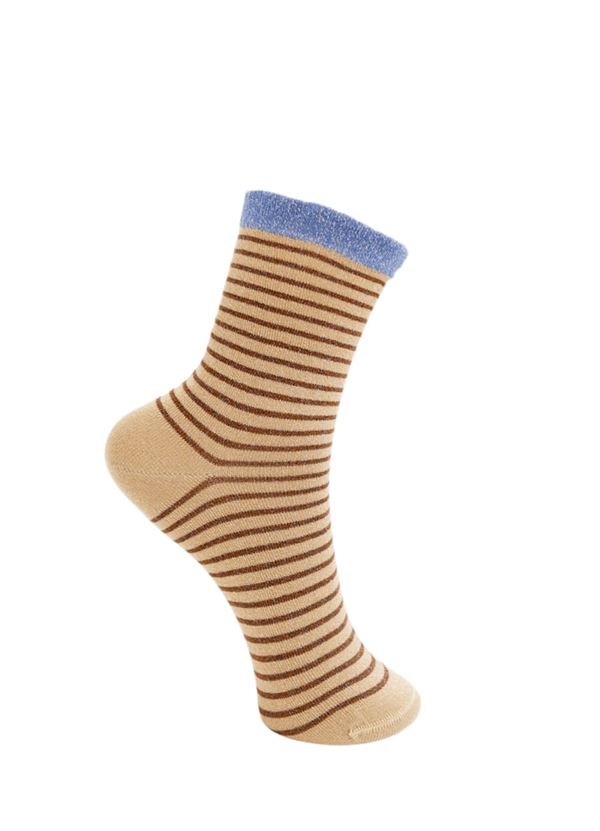 BLACK COLOUR STRØMPER, BCFLASH STRIPE SOCK, LATTE