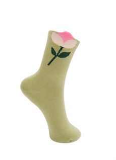 BLACK COLOUR STRØMPER, BCKALEA FLOWER SOCK, GREEN