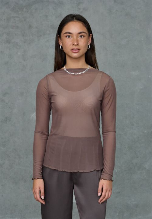 LOVE & DIVINE MESH BLUSE, LOVE1199-2, BROWN