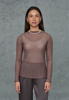 LOVE & DIVINE MESH BLUSE, LOVE1199-2, BROWN