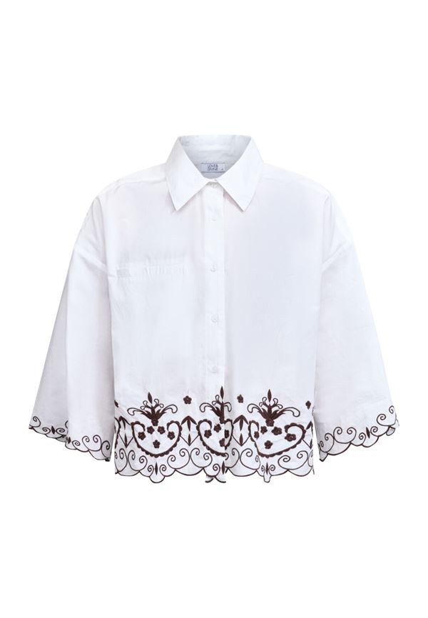 LOVE & DIVINE BLUSE, LOVE1546, WHITE/BROWN