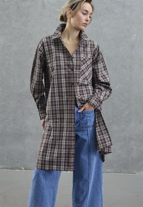 LOVE & DIVINE KJOLE, LOVE1589-3, BROWN CHECK