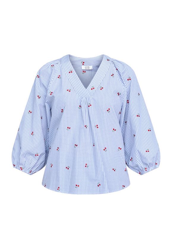 LOVE & DIVINE BLUSE, LOVE1597-1, BLUE CHECK/CHERRY