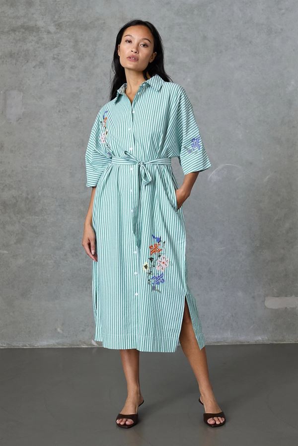 LOVE & DIVINE KJOLE, LOVE1605, GREEN STRIPES
