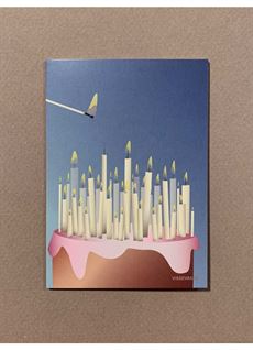 VISSEVASSE MINIKORT, CAKE WITH CANDLES GREETING CARD