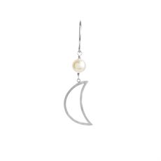 STINE A ØRERING, BELLA MOON EARRING WITH PEARL SILVER
