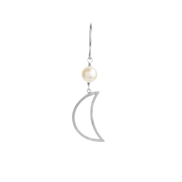 STINE A ØRERING, BELLA MOON EARRING WITH PEARL SILVER