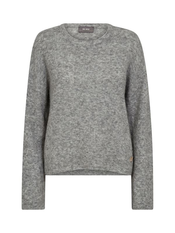 MOS MOSH STRIK, MMMAPE O-NECK KNIT, GREY MELANGE
