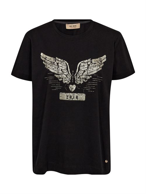 MOS MOSH T-SHIRT, MMTEJA O-SS DECO TEE, BLACK