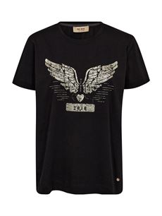MOS MOSH T-SHIRT, MMTEJA O-SS DECO TEE, BLACK