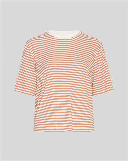 MSCH COPENHAGEN T-SHIRT, MSCHJANA TEE STP, EGRET/CARAMEL