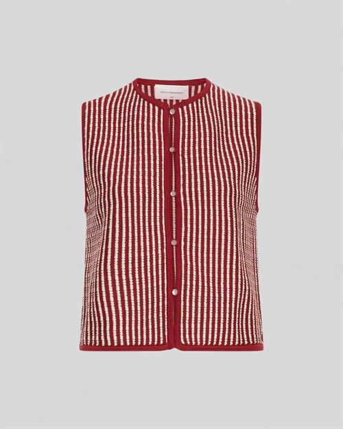 MSCH VEST, MSCHPRISCILLA VEST STP, RHUBARB/SAND