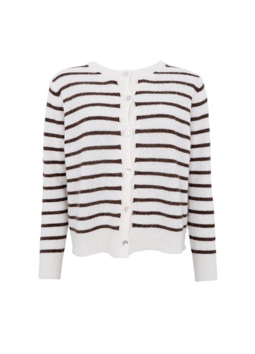 BLACK COLOUR CARDIGAN, BCDELL STRIPED KNIT CARDIGAN, OFF WHITE