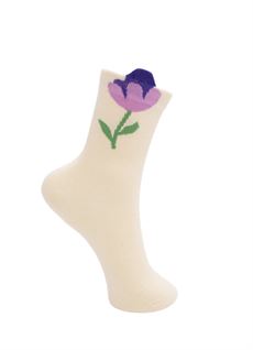 BLACK COLOUR STRØMPER, BCKALEA FLOWER SOCK, CREME