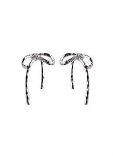 BLACK COLOUR ØRERINGE, BCHARRIET BOW EARRINGS, SILVER