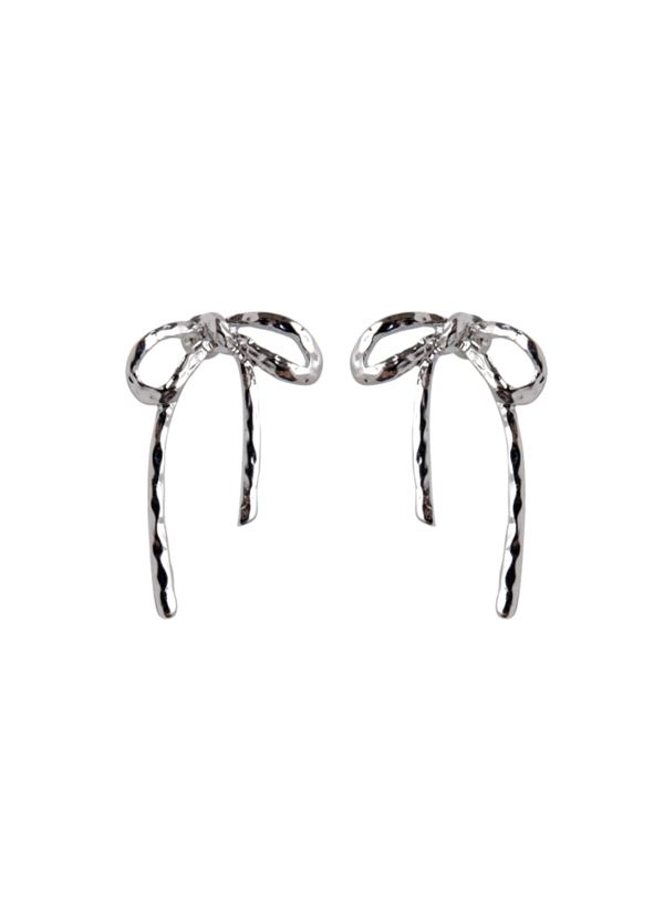 BLACK COLOUR ØRERINGE, BCHARRIET BOW EARRINGS, SILVER