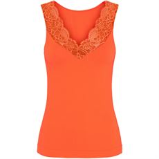 TIM & SIMONSEN TOP, BELEN V-LACE TOP, ORANGE FLUOR