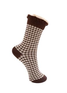 BLACK COLOUR STRØMPER, BCLUMINA SOCKC, COFFEE CHECKERED