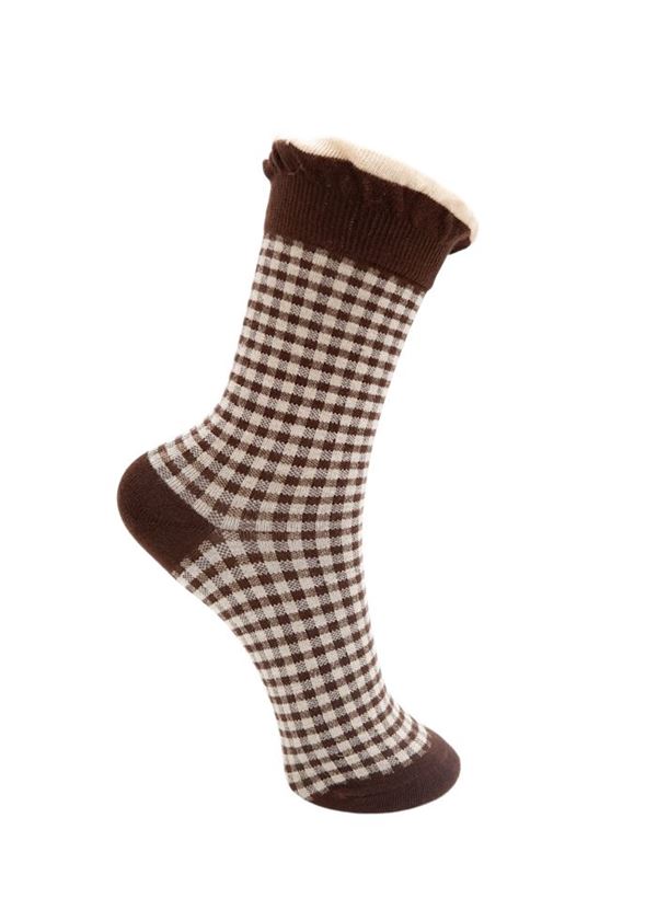 BLACK COLOUR STRØMPER, BCLUMINA SOCKC, COFFEE CHECKERED