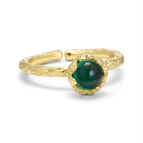 PURE BY NAT RING, RING MED LILLE NATURSTEN, GREEN