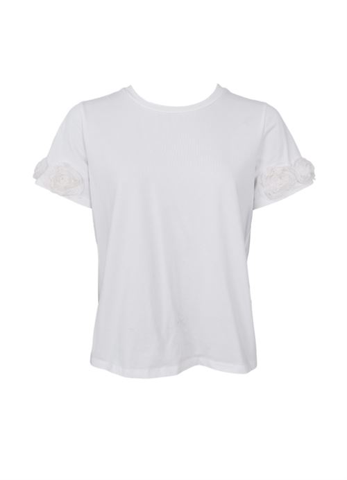 BLACK COLOUR T-SHIRT, BCMAY FLOWERPATCH TEE, OFF WHITE