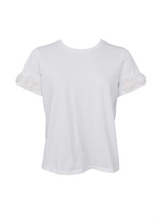 BLACK COLOUR T-SHIRT, BCMAY FLOWERPATCH TEE, OFF WHITE