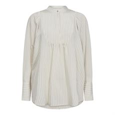 CO`COUTURE SKJORTE, SCARLETT STRIPE VOLUME SHIRT, OFF WHITE