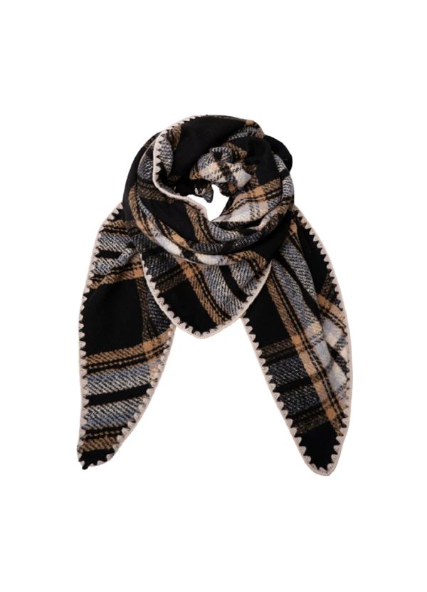 BLACK COLOUR TØRKLÆDE, BCLEONI CHEQUERED SCARF, BLACK