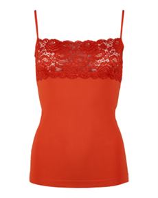 TIM & SIMONSEN, SPAGHETTI TOP W. LACE, TERRACOTTA