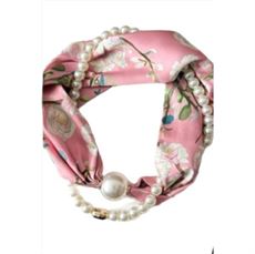TIM OG SIMONSEN TØRKLÆDE, KIM SCARF W. MAGNETIC PEARL AND NECKLAGE, ROSE