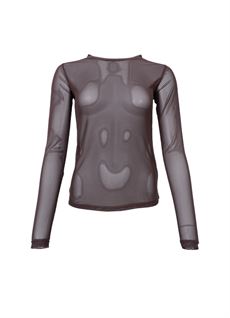 BLACK COLOUR MESH BLOUSE, BCANNIE MESH BLOUSE, COFFEE