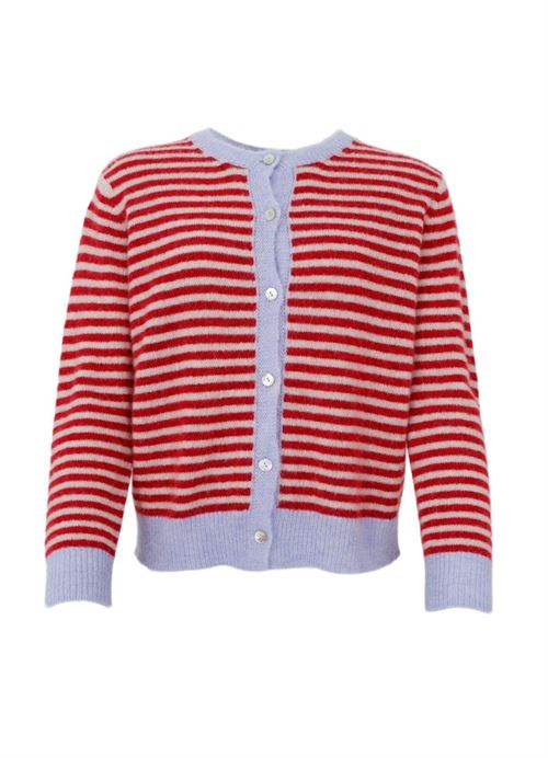 BLACK COLOUR CARDIGAN, BCDELL STRIPED KNIT CARDIGAN, RED