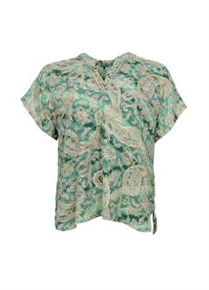 BLACK COLOUR BLUSE, BCLUNA ANDREA S/S TOP, FLORAL GREEN
