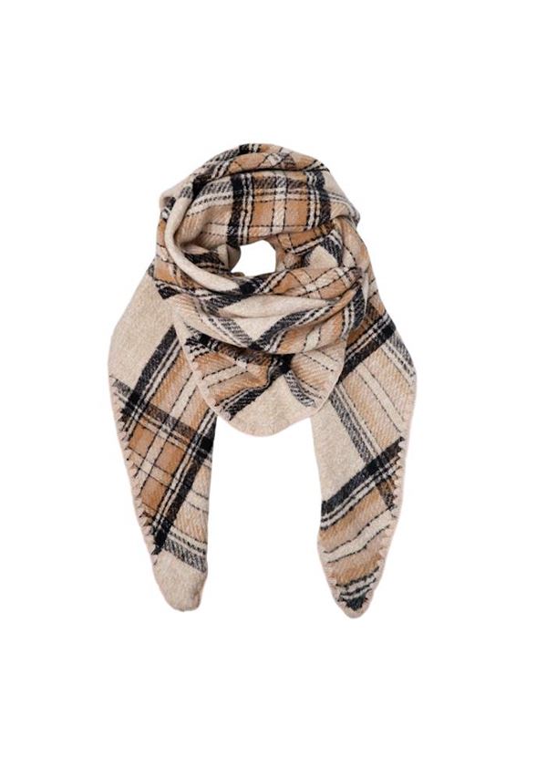 BLACK COLOUR TØRKLÆDE, BCLEONI CHEQUERED SCARF, CREME