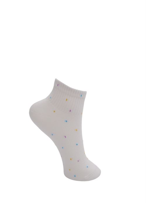 BLACK COLOUR STRØMPER, BCNOX DOTTED ANCLED SOCK, WHITE