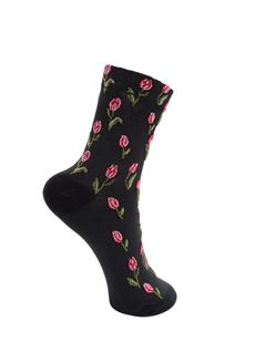 BLACK COLOUR STRØMPER, BCDUA FLOWER SOCK, BLACK