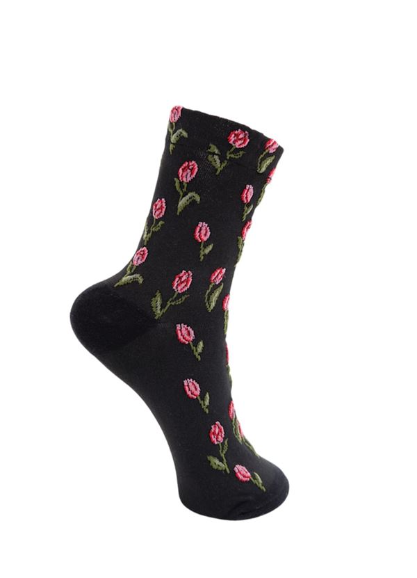 BLACK COLOUR STRØMPER, BCDUA FLOWER SOCK, BLACK